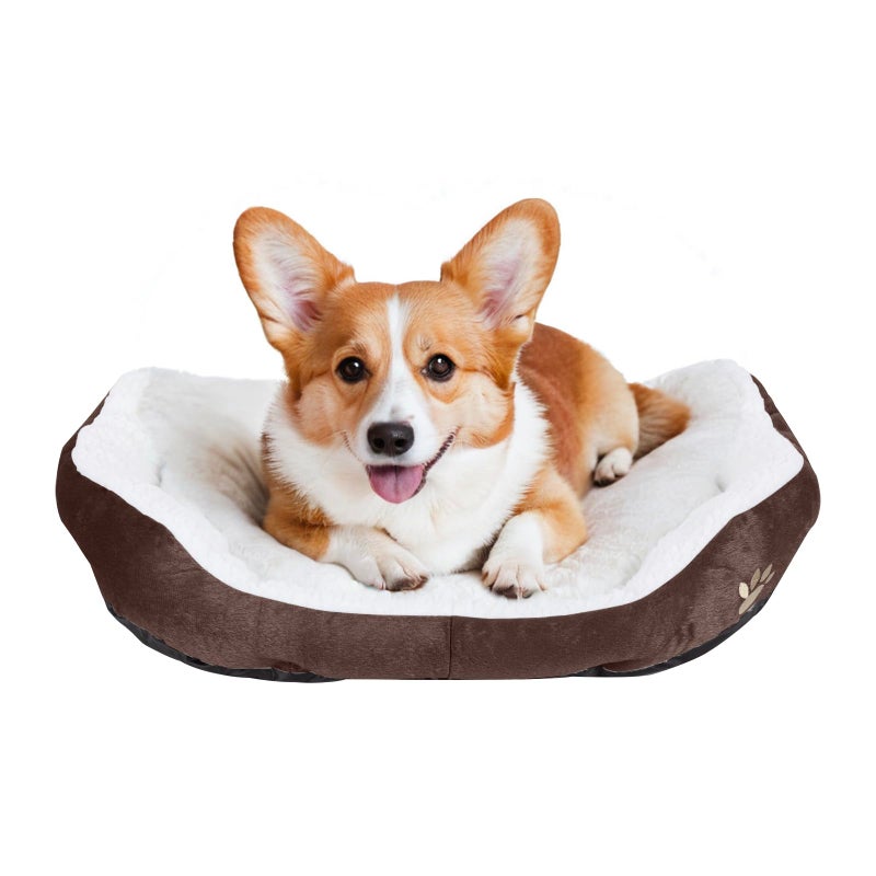 Resulzon Round Dog Cat Beds Mattress Washable Pads Room, Soft Durable Plush Faux Fur Sleeping Pet Fleece Bed Mat for Small Doggy Kitten Puppy, with Anti-Slip Waterproof Bottom (Coffee) - Image 1